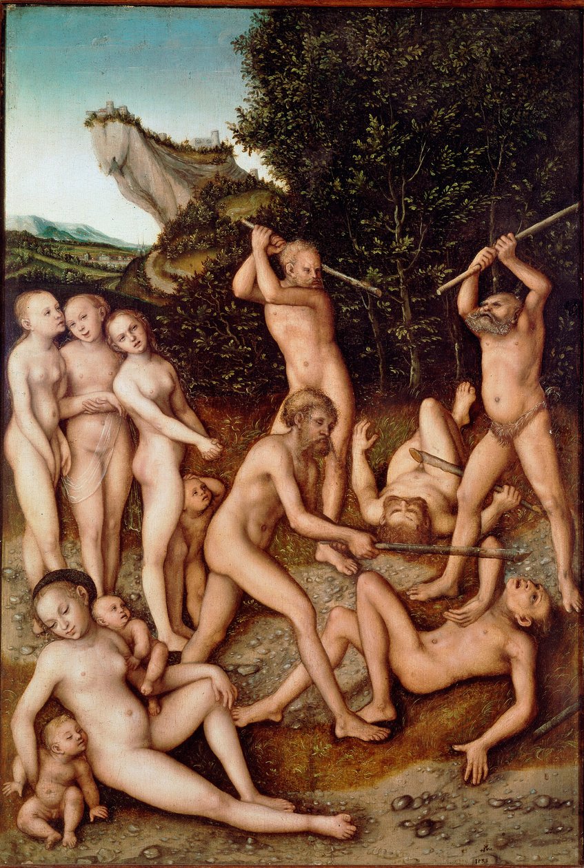 Sølvalderen eller "" Jalousiens virkninger"" Maleri af Lucas Cranach den ældre (1472-1553) 1535 Søn. 0,74x0,51 m Paris, Musée du Louvre af Lucas the Elder Cranach