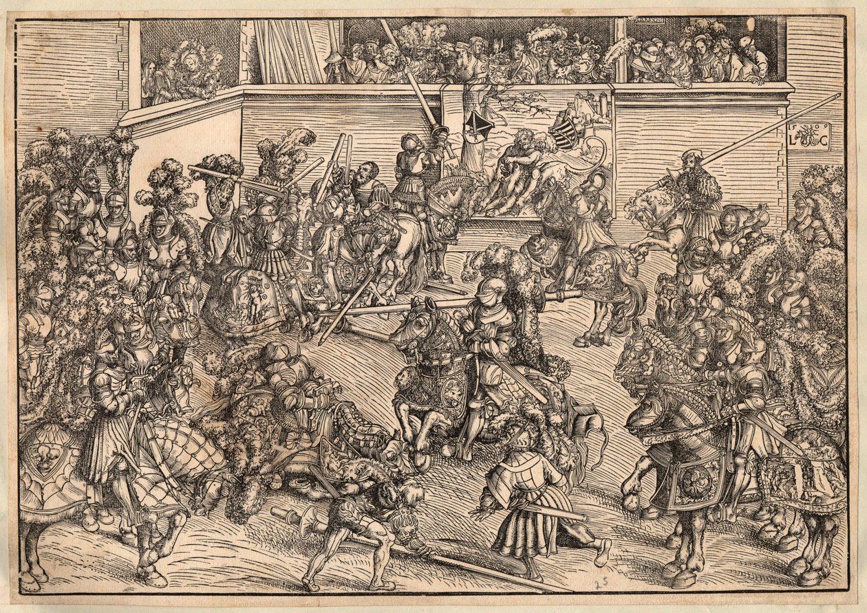 Tournoi - Turnering - Cranach, Lucas, den ældre (1472-1553) - 1509 - Træsnit - 29,8x42,7 - Privat samling af Lucas the Elder Cranach
