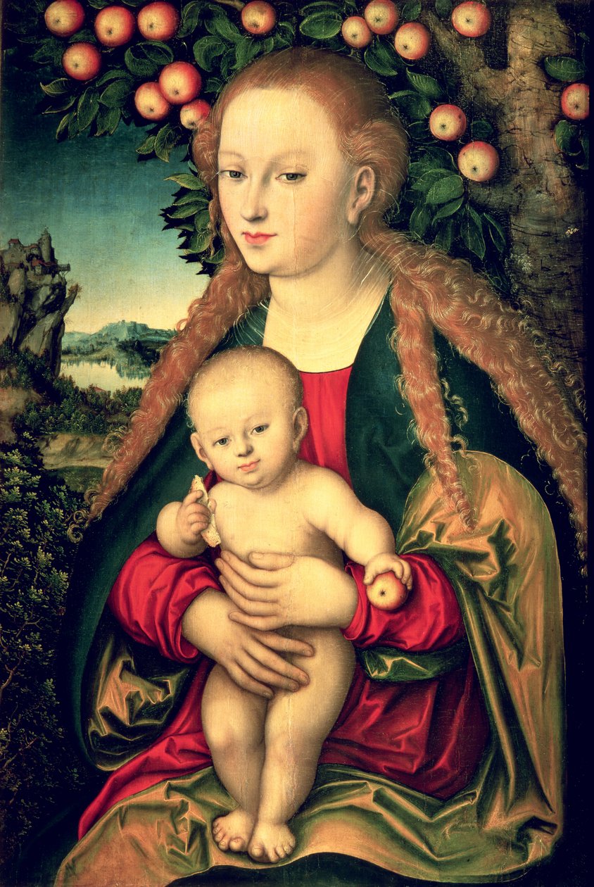 Jomfru og barn under et æbletræ af Lucas the Elder Cranach