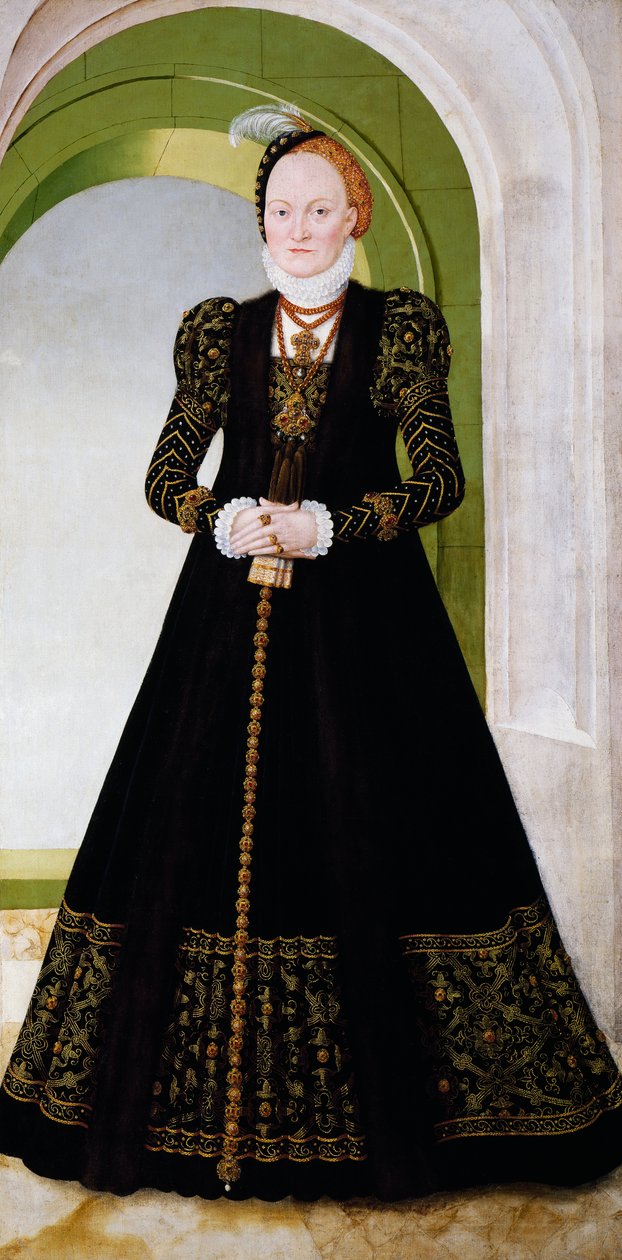 Anne af Danmark, hustru til kurfyrst August af Sachsen af Lucas the Younger Cranach