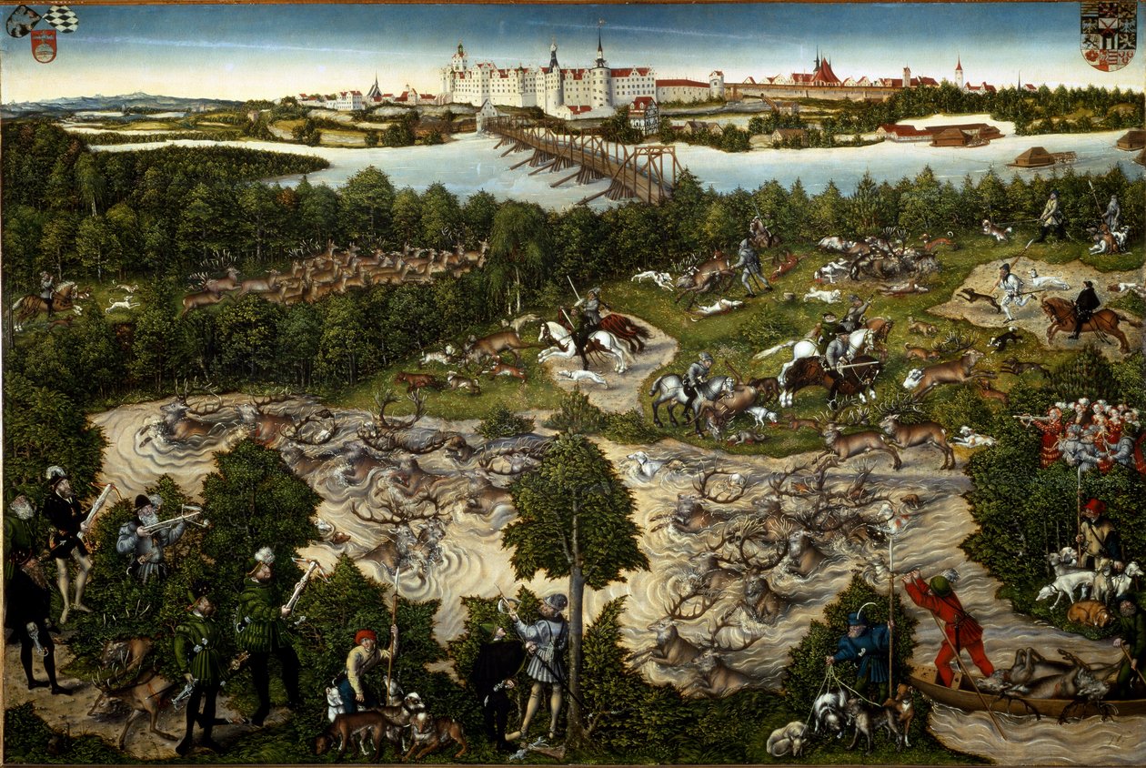 Hjortejagt af kurfyrst John Frederick af Lucas the Younger Cranach