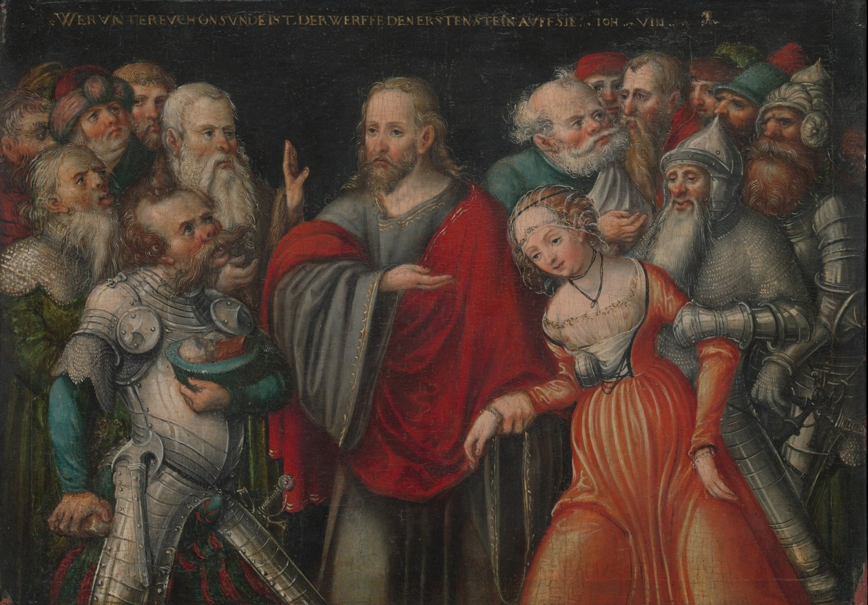 Kristus og ægteskabet, ca. 1545-50 (olie på bøg) af Lucas the Younger studio of Cranach
