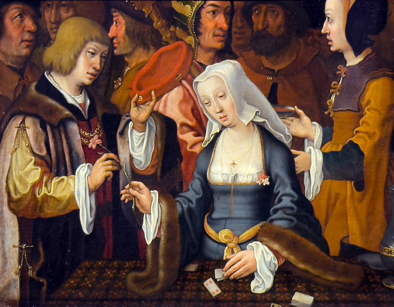 Kortlæseren, slutningen af det 16. og begyndelsen af det 17. århundrede (Olie på træ) af Lucas van (after) Leyden