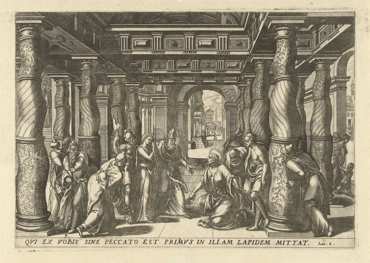 Christ en de overspelige kvinde De tretten mest elegante og udsmykkede ikoner i Det Nye Testamente i templet (serietitel) af Lucas van Doetechum