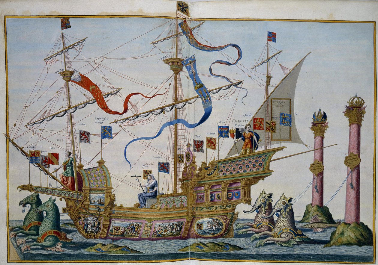 Begravelsesoptog i Bruxelles i anledning af kejser Karl Vs død. Blad 5 par Doetecum, Lucas, van (ca. 1530-c. 1584) af Lucas van Doetechum