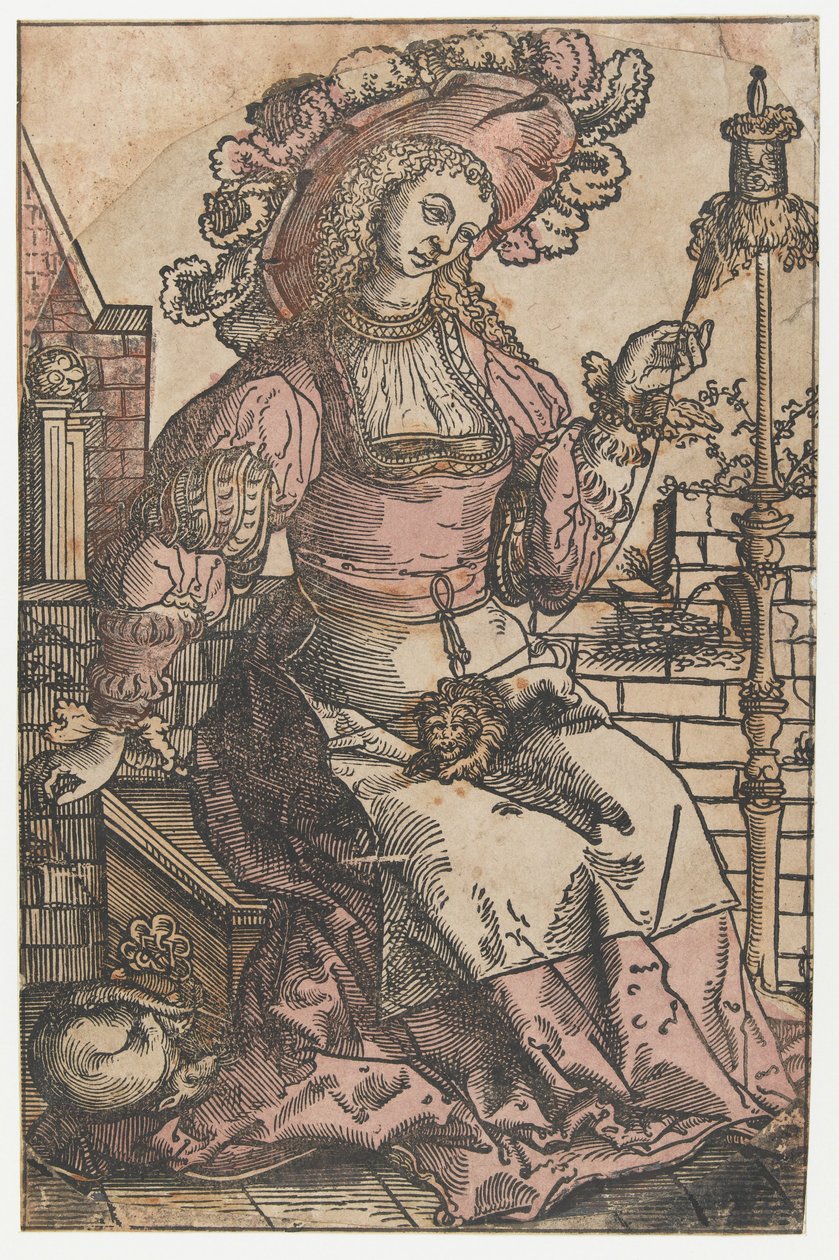 spindende kvinde af Lucas van Leyden (attributed to)
