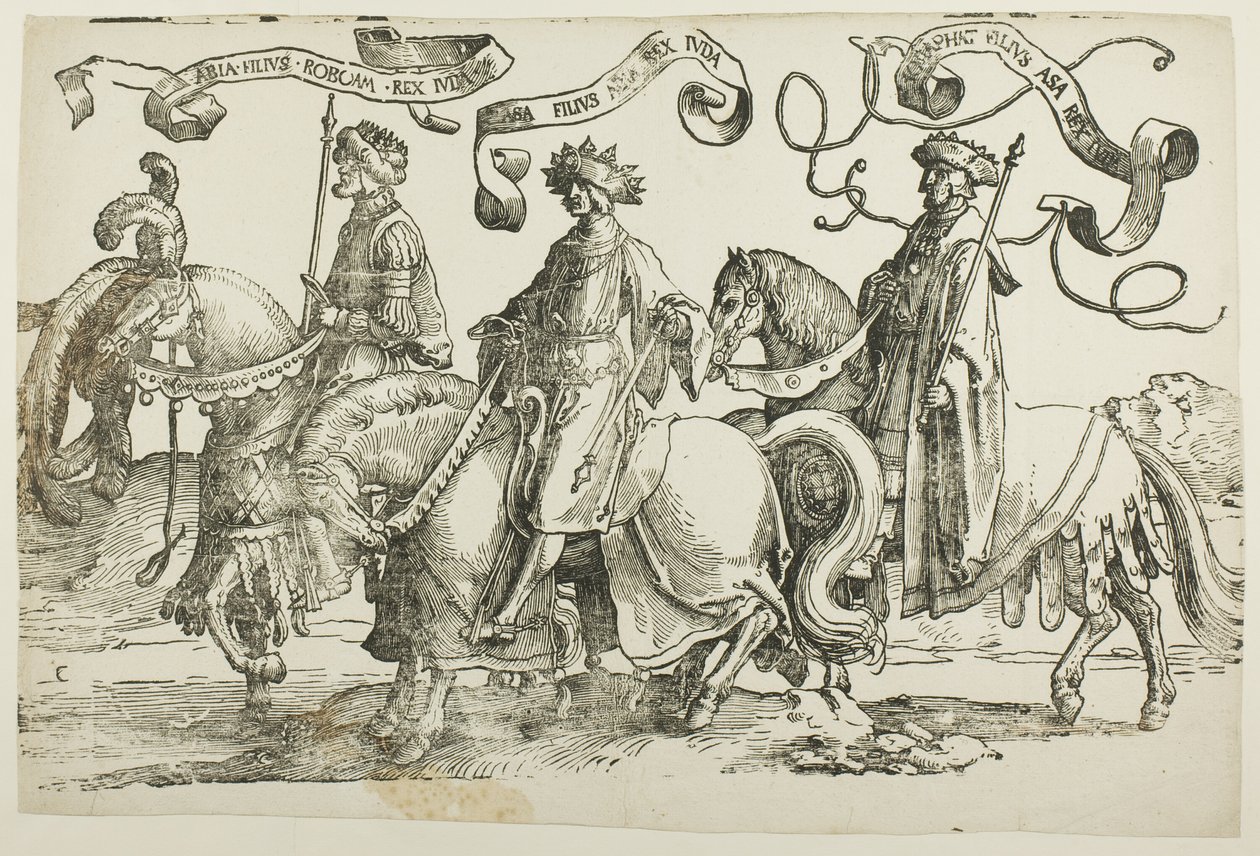 Abija, Asa, Josafat, plade to, fra De Tolv Konger af Israel af Lucas van Leyden