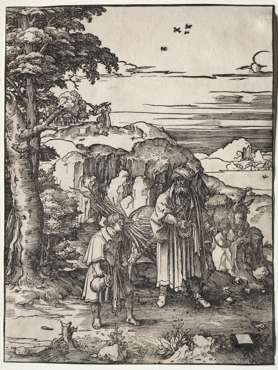 Abraham går for at ofre Isak, 1517-1519. af Lucas van Leyden