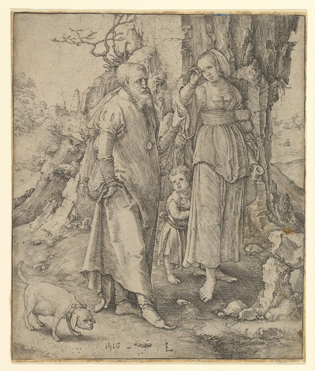 Abraham sender Hagar væk, 1516. af Lucas van Leyden