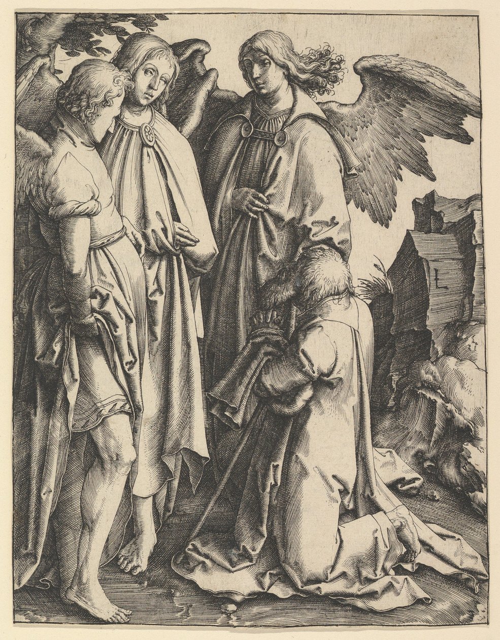 Abraham og tre engle, ca. 1513. af Lucas van Leyden