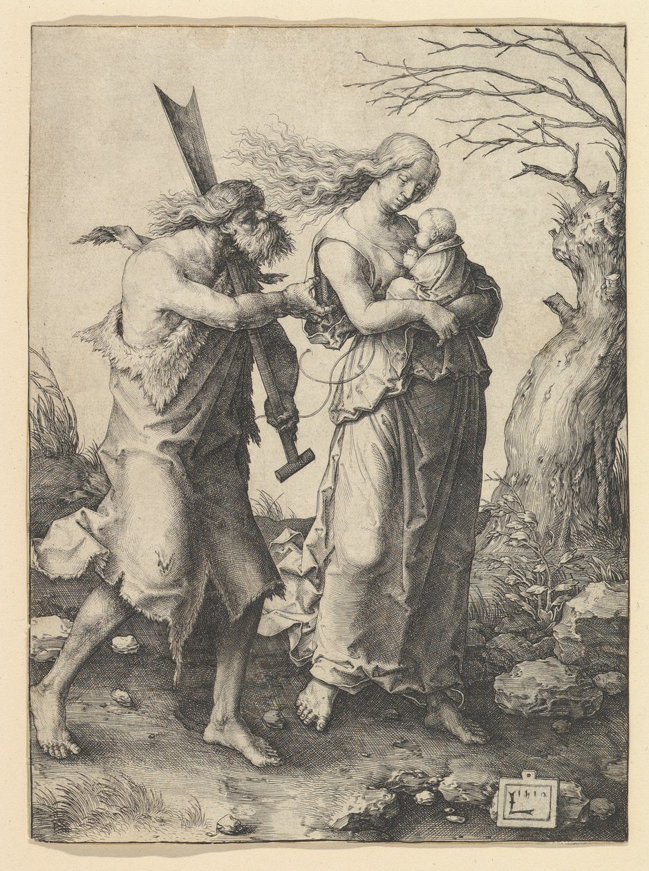 Adam og Eva efter fordrivelsen, 1510. af Lucas van Leyden