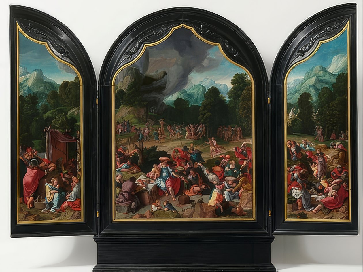 Tilbedelse af Guldkalven. Omkring 1530 af Lucas van Leyden