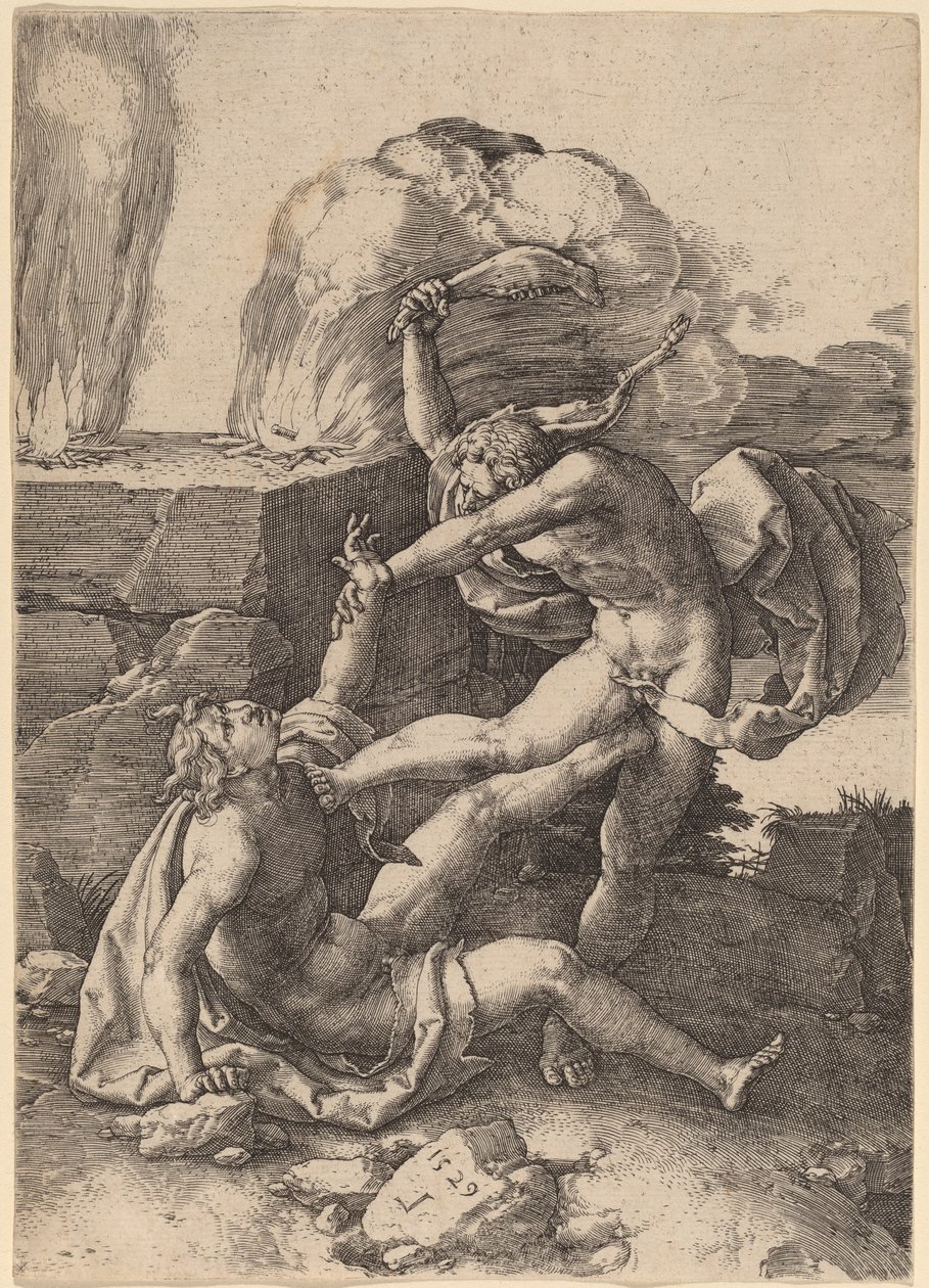Kain dræber Abel af Lucas van Leyden