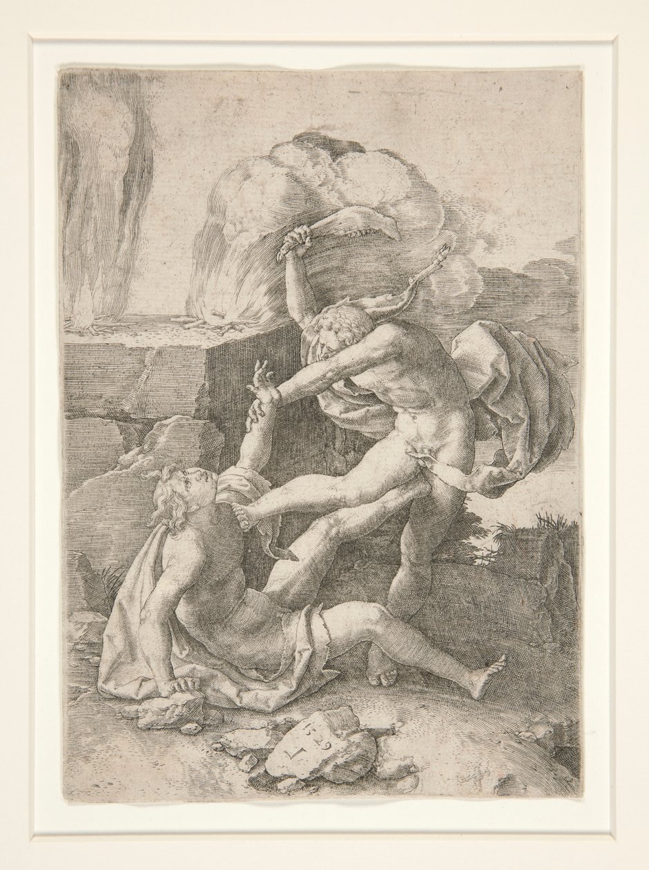 Kain, der dræber Abel, fra Adam og Evas historie af Lucas van Leyden