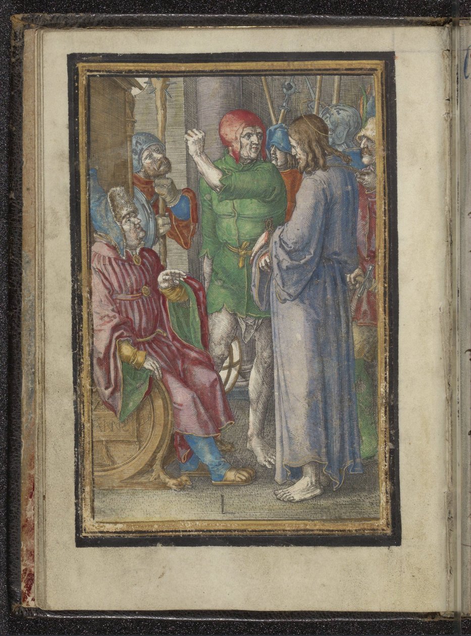 Kristus før Annas Passion of Christ (serietitel) af Lucas van Leyden