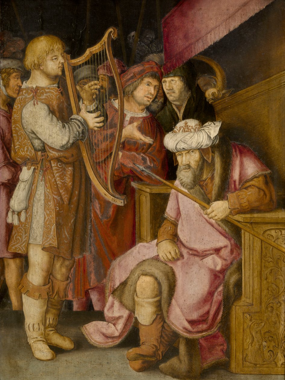 David spiller harpe for Saul af Lucas van Leyden