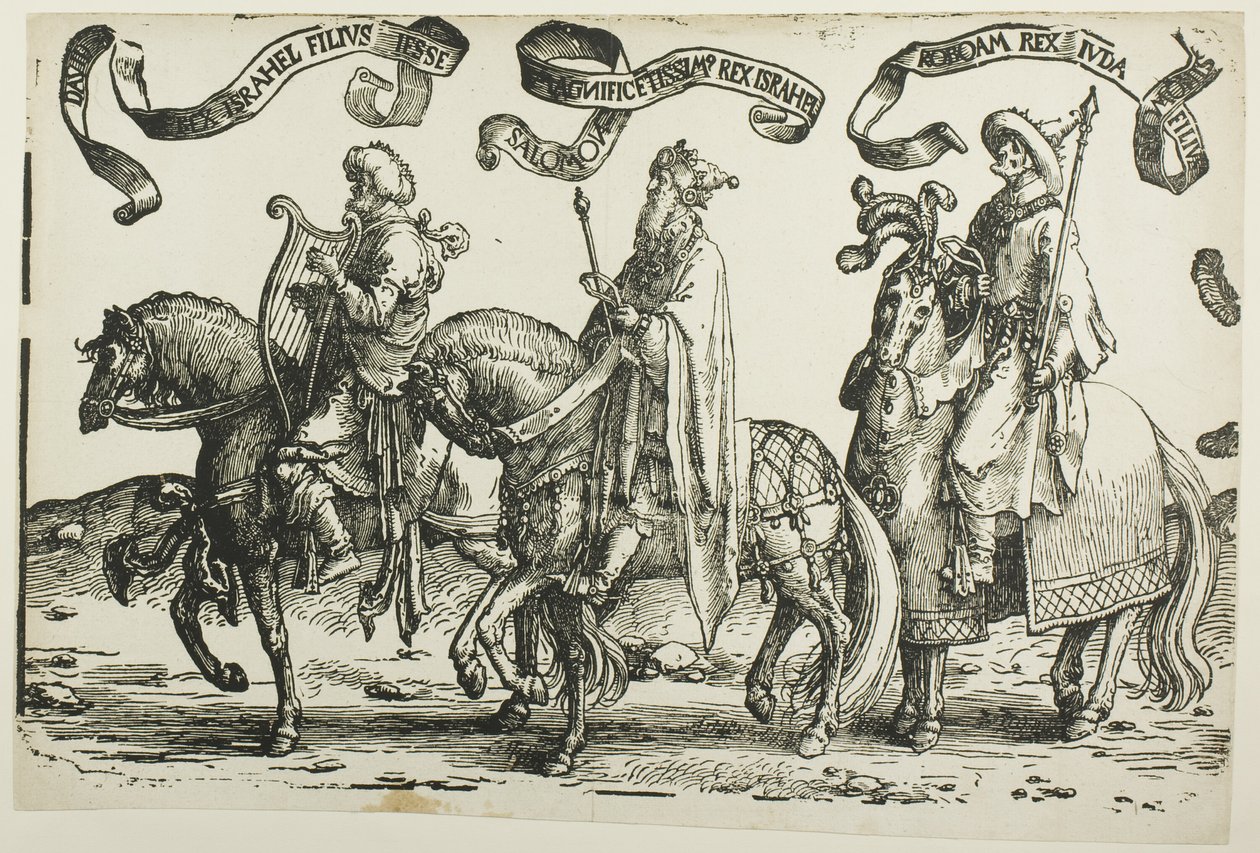David, Salomon, Rehabeam, plade en, fra De Tolv Konger af Israel af Lucas van Leyden