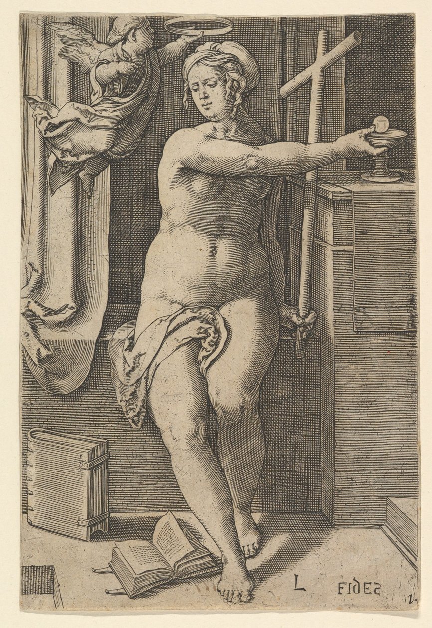 Faith Fides, fra serien De syv dyder, 1530. af Lucas van Leyden