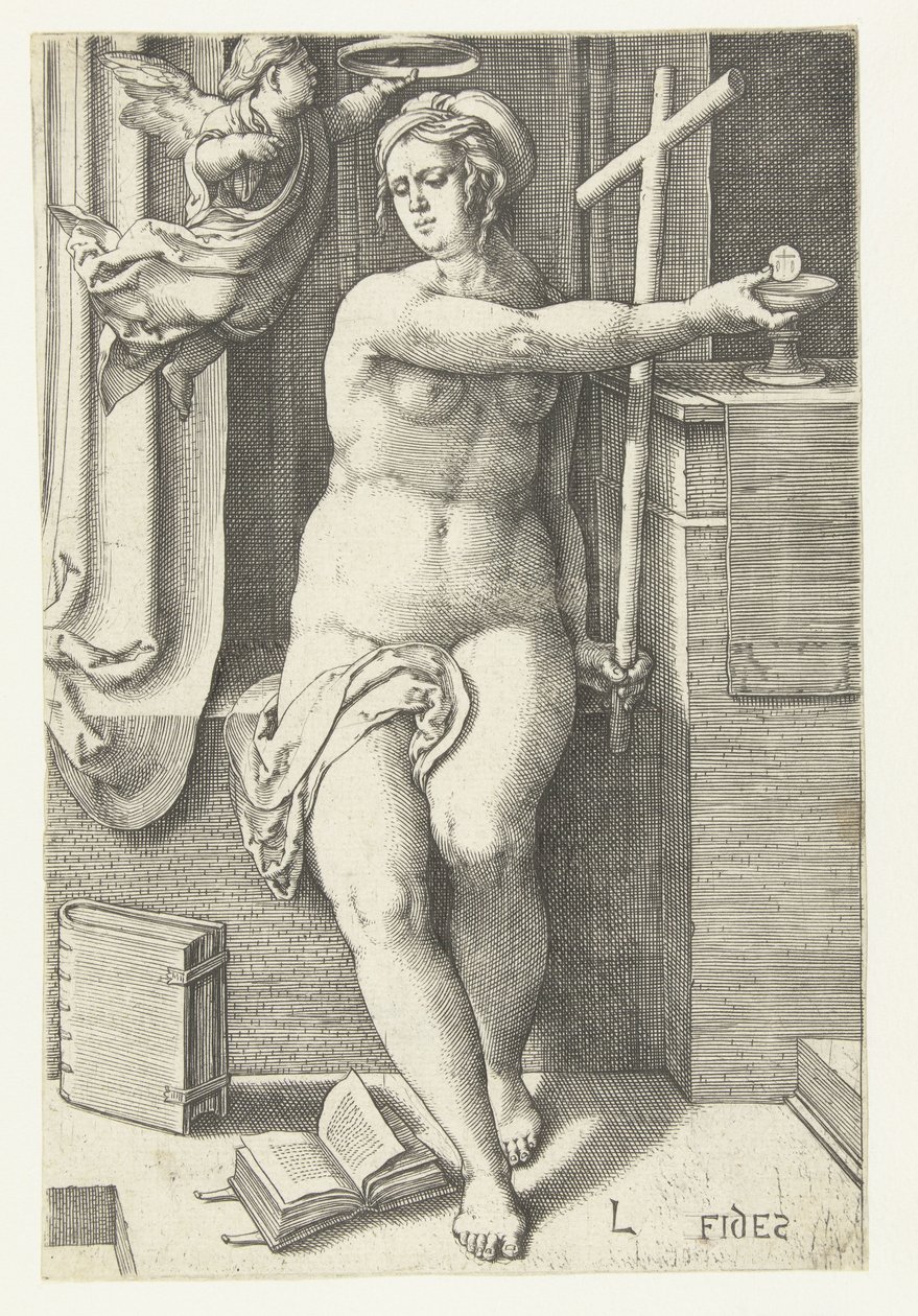 Tro på Fides (titel på objekt) Seven Virtues (serietitel) af Lucas van Leyden