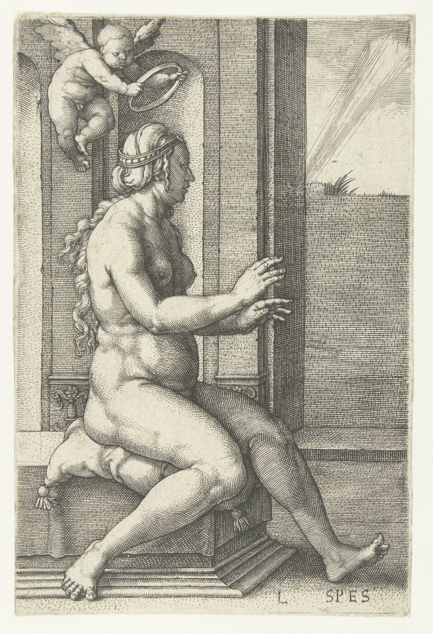 Dynge Spes (titel på objekt) Seven Virtues (serietitel) af Lucas van Leyden