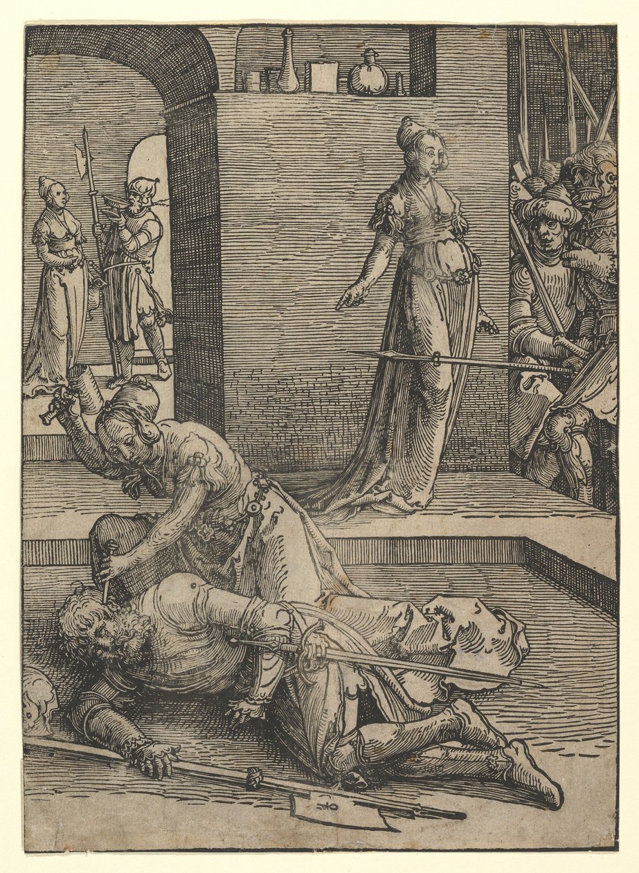 Jael Killing Sisera, uden ornamental ramme, 1517. af Lucas van Leyden