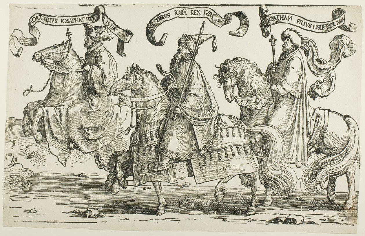 Joram, Uzzija, Jotam, plade tre, fra De tolv konger af Israel af Lucas van Leyden