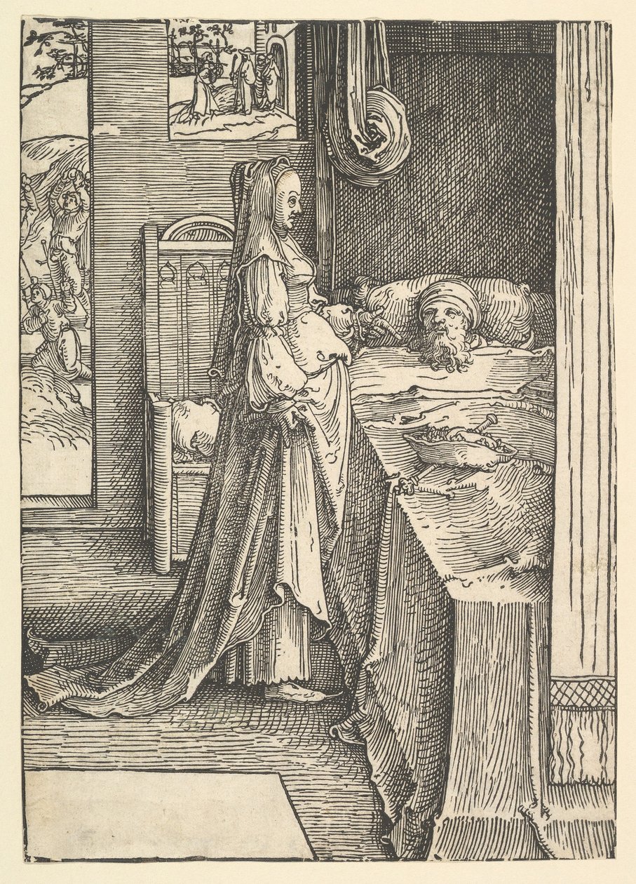 Jezebel lover Nabots vingårde til kong Akab, ca. 1517. af Lucas van Leyden
