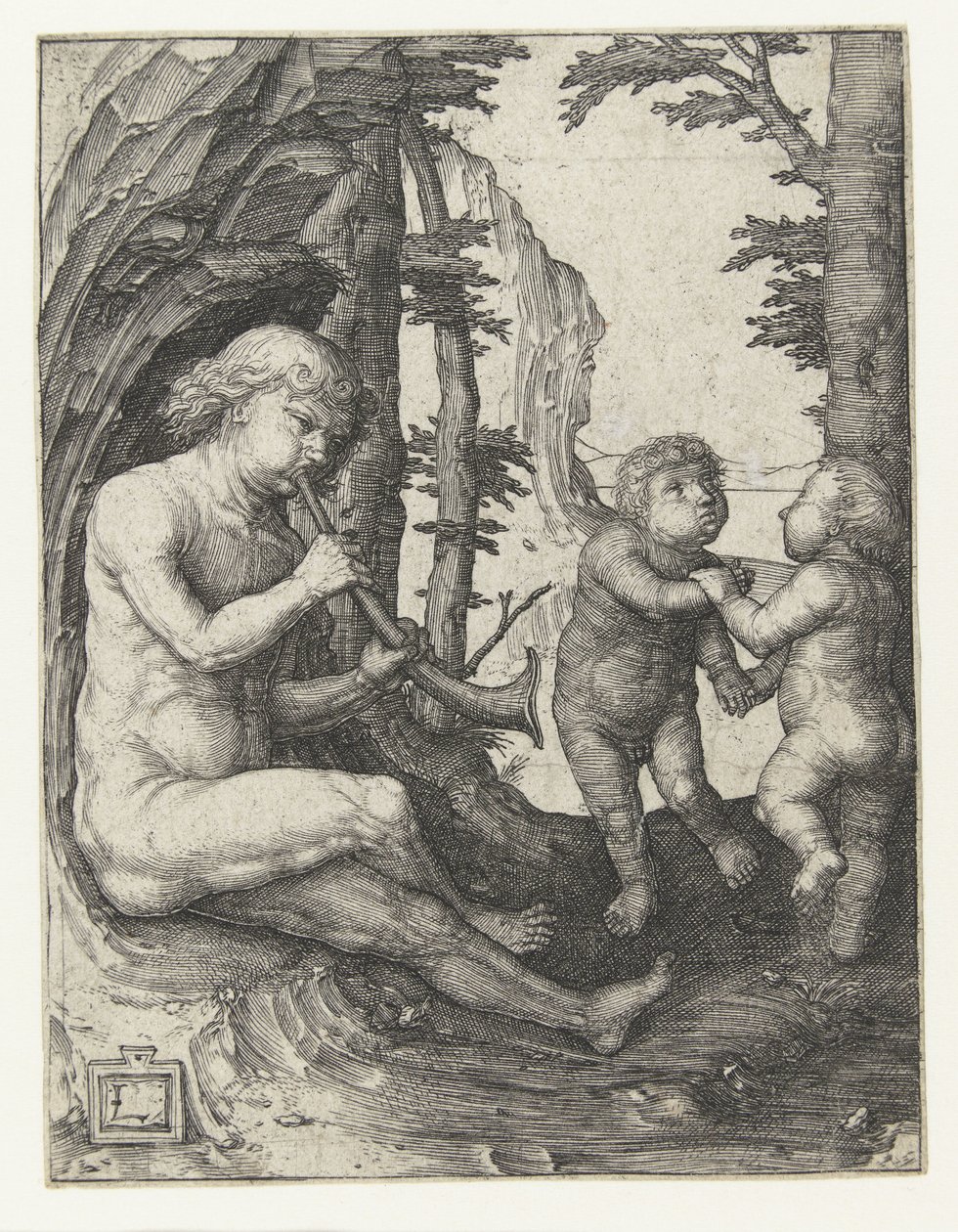 Dreng med blæseinstrument af Lucas van Leyden
