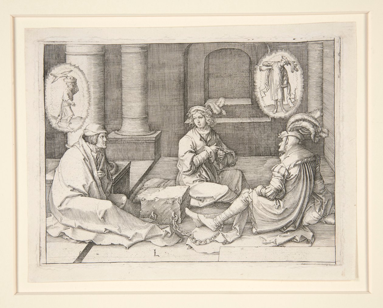 Josef fortolker drømmene i fængslet (1 Mos 40:5-19) af Lucas van Leyden