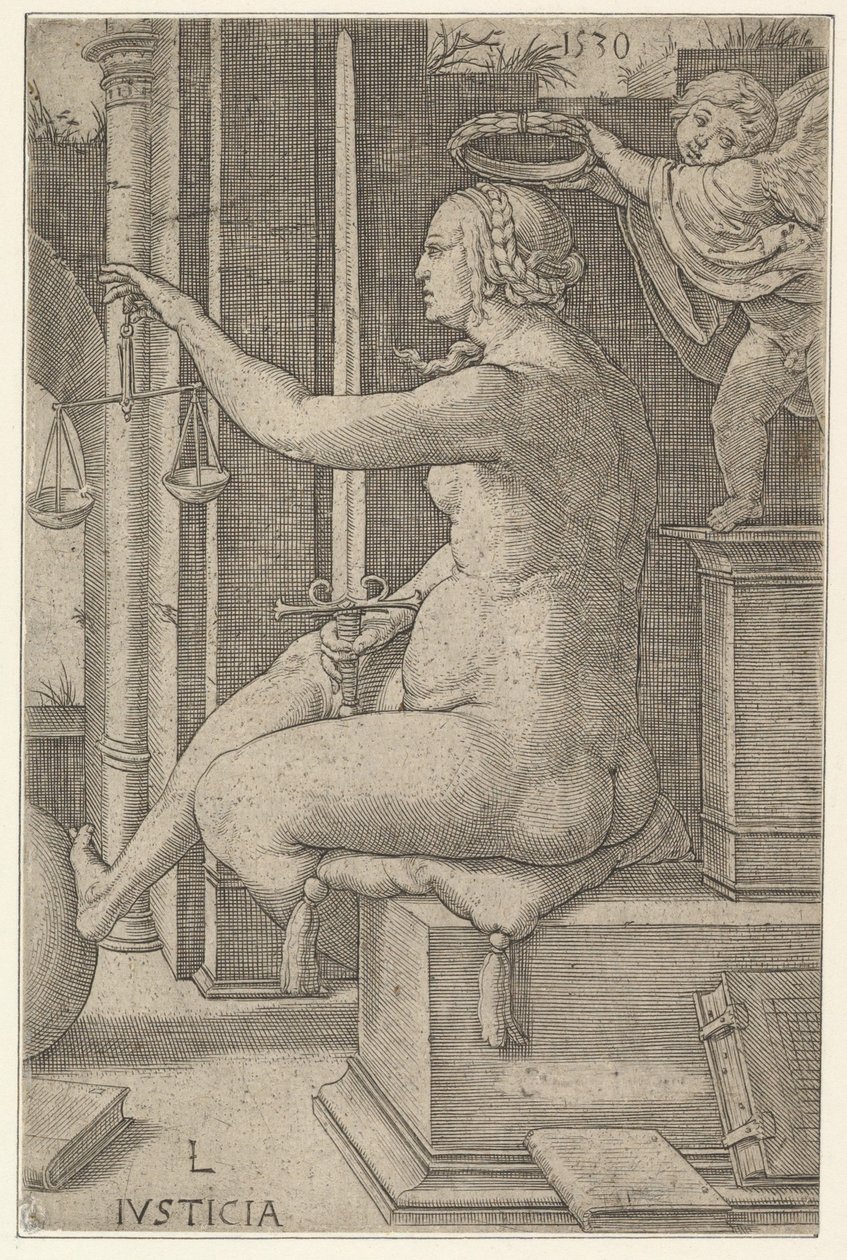 Retfærdighed, fra serien The Virtues, 1530. af Lucas van Leyden