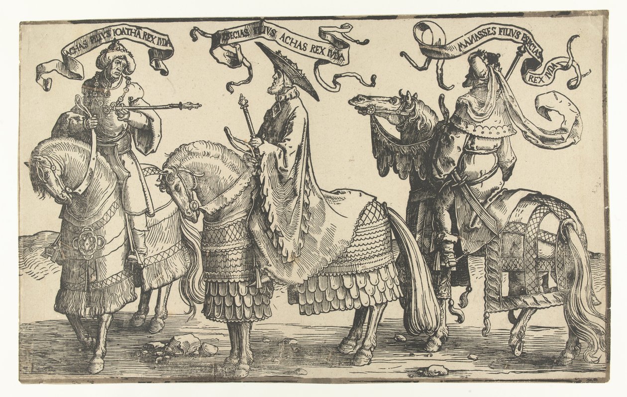 Kongerne Akas, Ezekias og Manasse De tolv konger af Israel (serietitel) af Lucas van Leyden