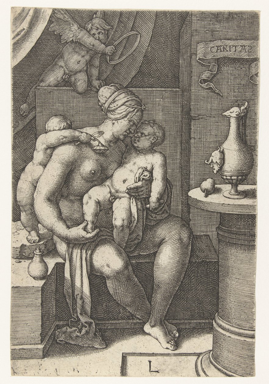 Kærlighed Caritas (titel på objekt) Seven Virtues (serietitel) af Lucas van Leyden