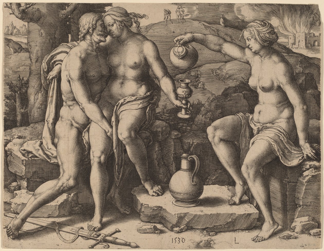 Lot og hans døtre af Lucas van Leyden