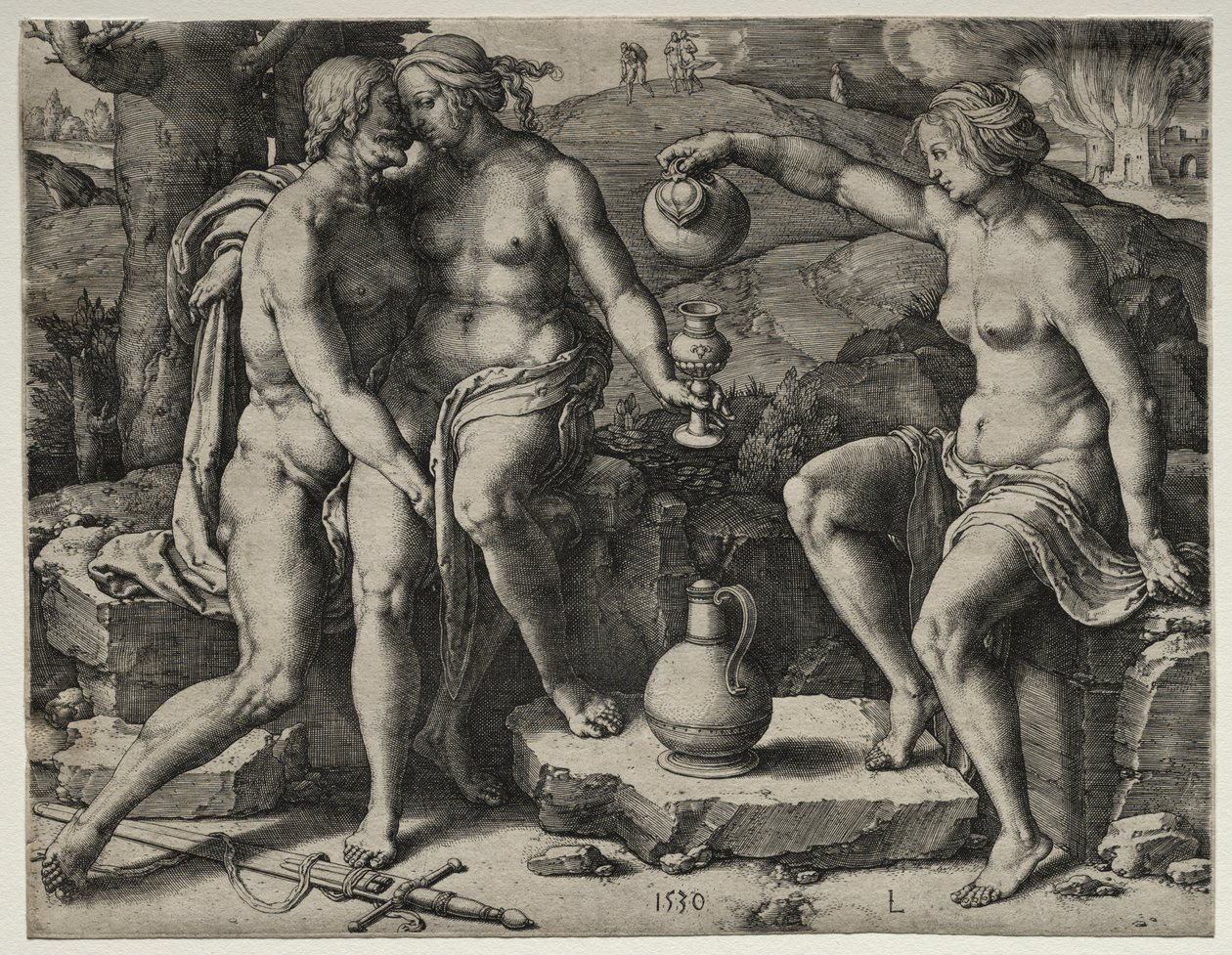 Lot og hans døtre af Lucas van Leyden