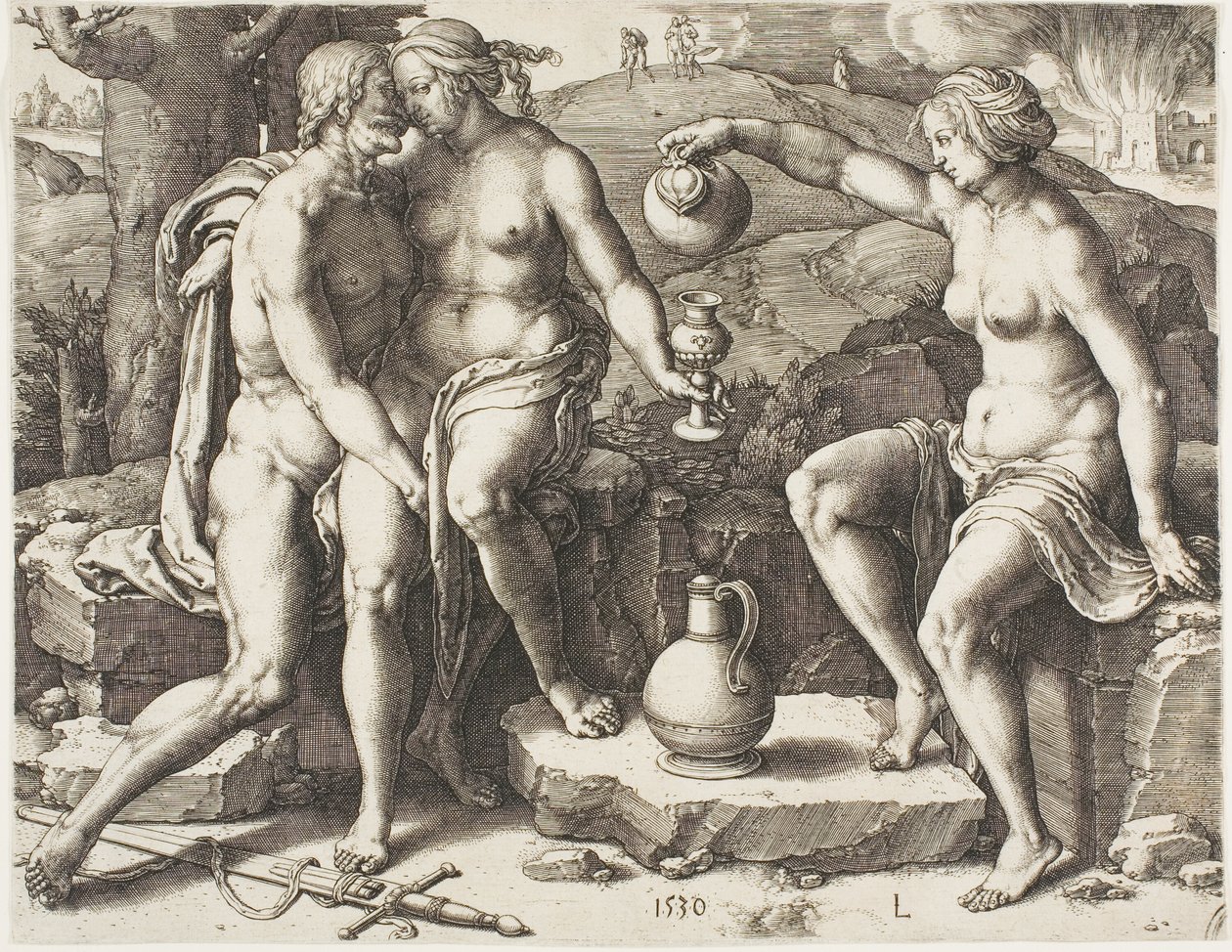 Lot og hans døtre af Lucas van Leyden