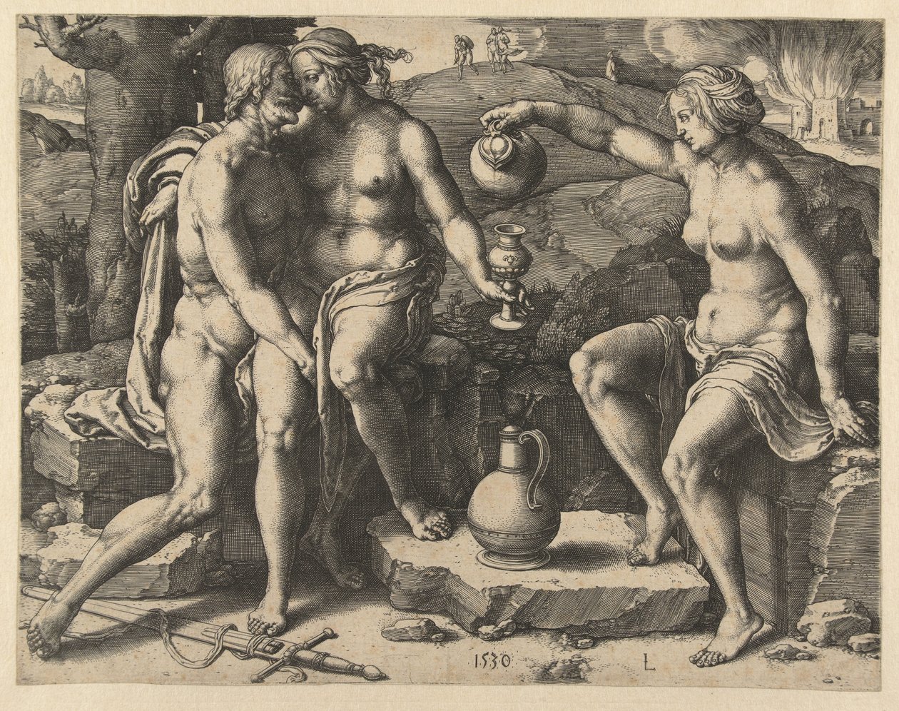 Lot og hans døtre af Lucas van Leyden