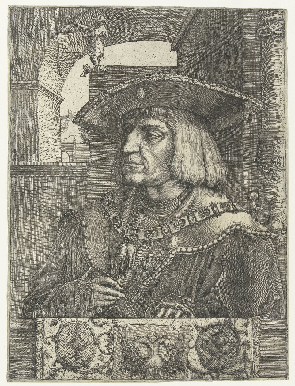 Portræt af kejser Maximilian I af Lucas van Leyden