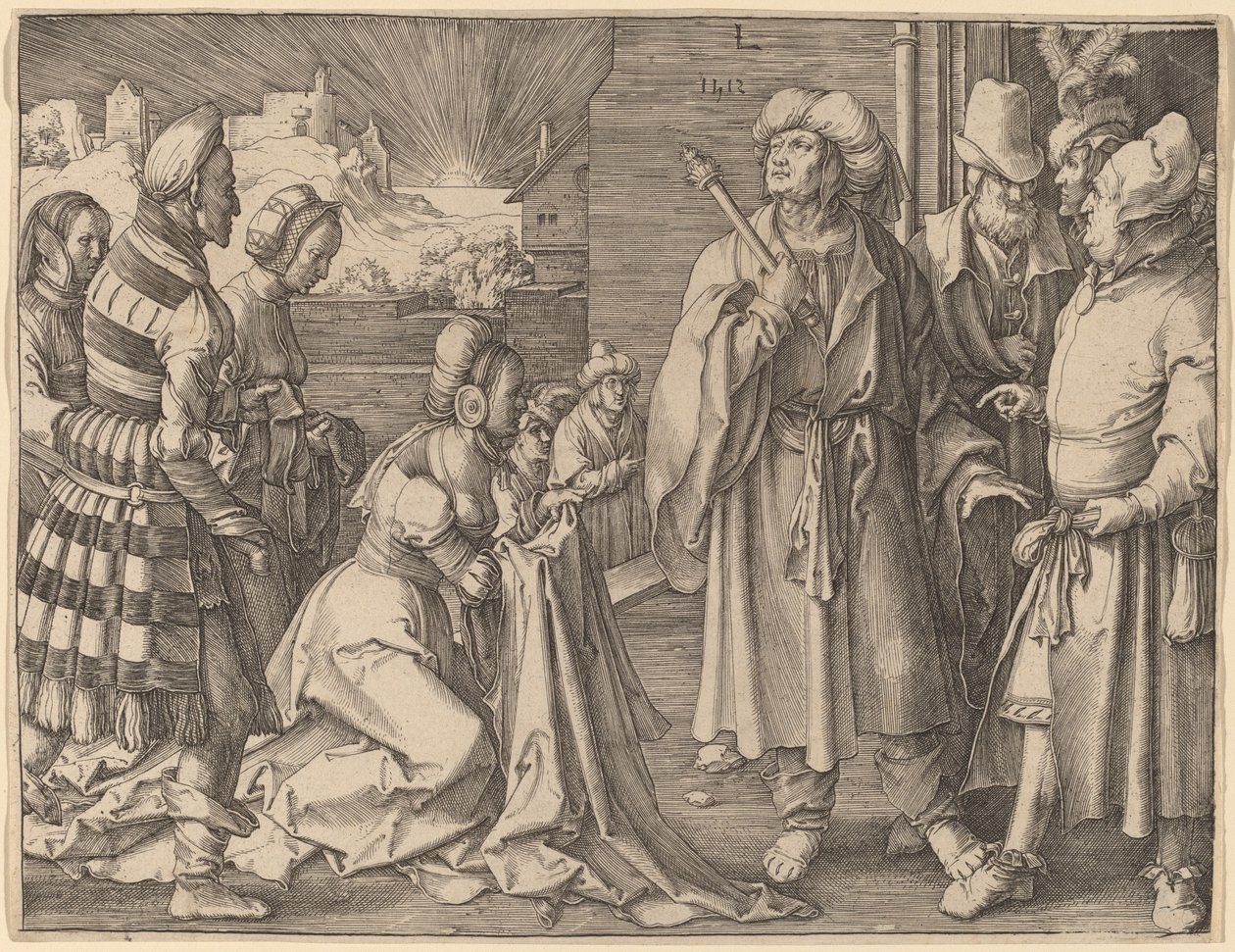 Potifars kone anklager Josef af Lucas van Leyden