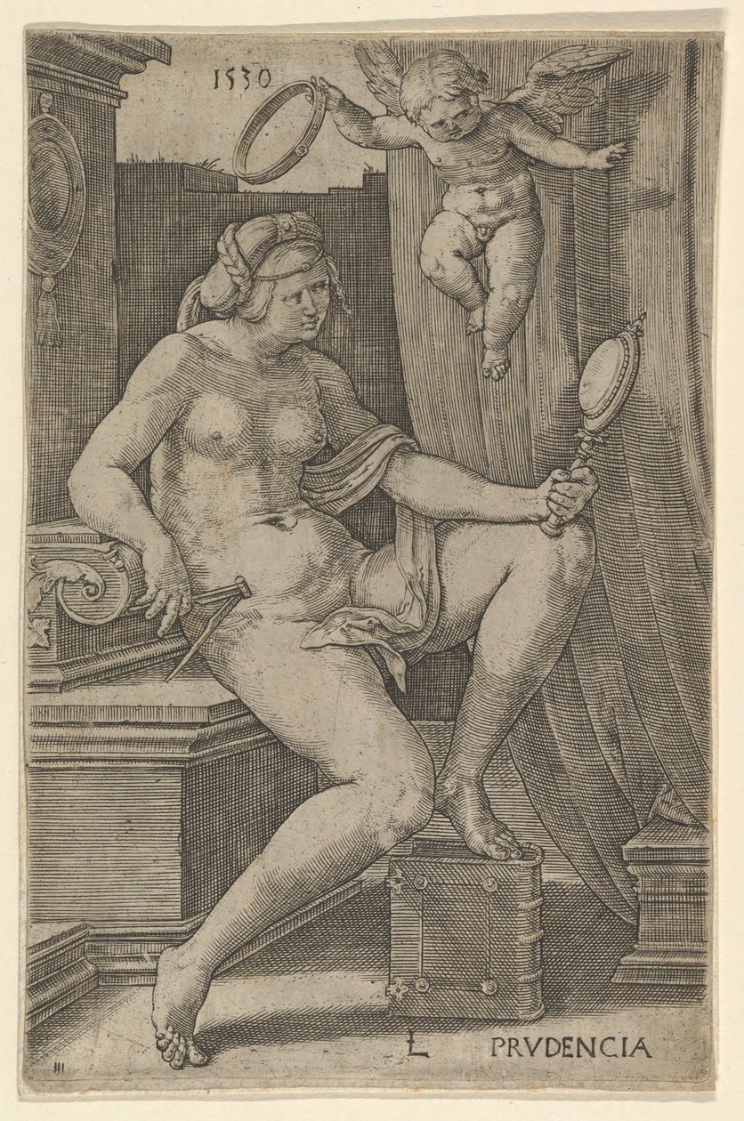 Prudence, fra serien De syv dyder, 1530. af Lucas van Leyden