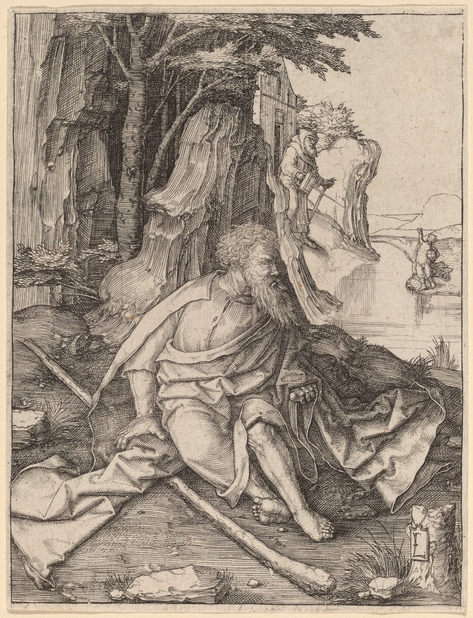 Sankt Christopher ved grænsen til en flod af Lucas van Leyden