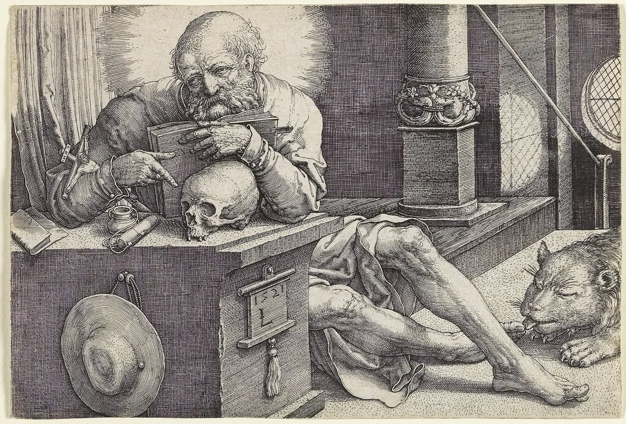 Den hellige Hieronymus i sit arbejdsværelse, 1521 af Lucas van Leyden