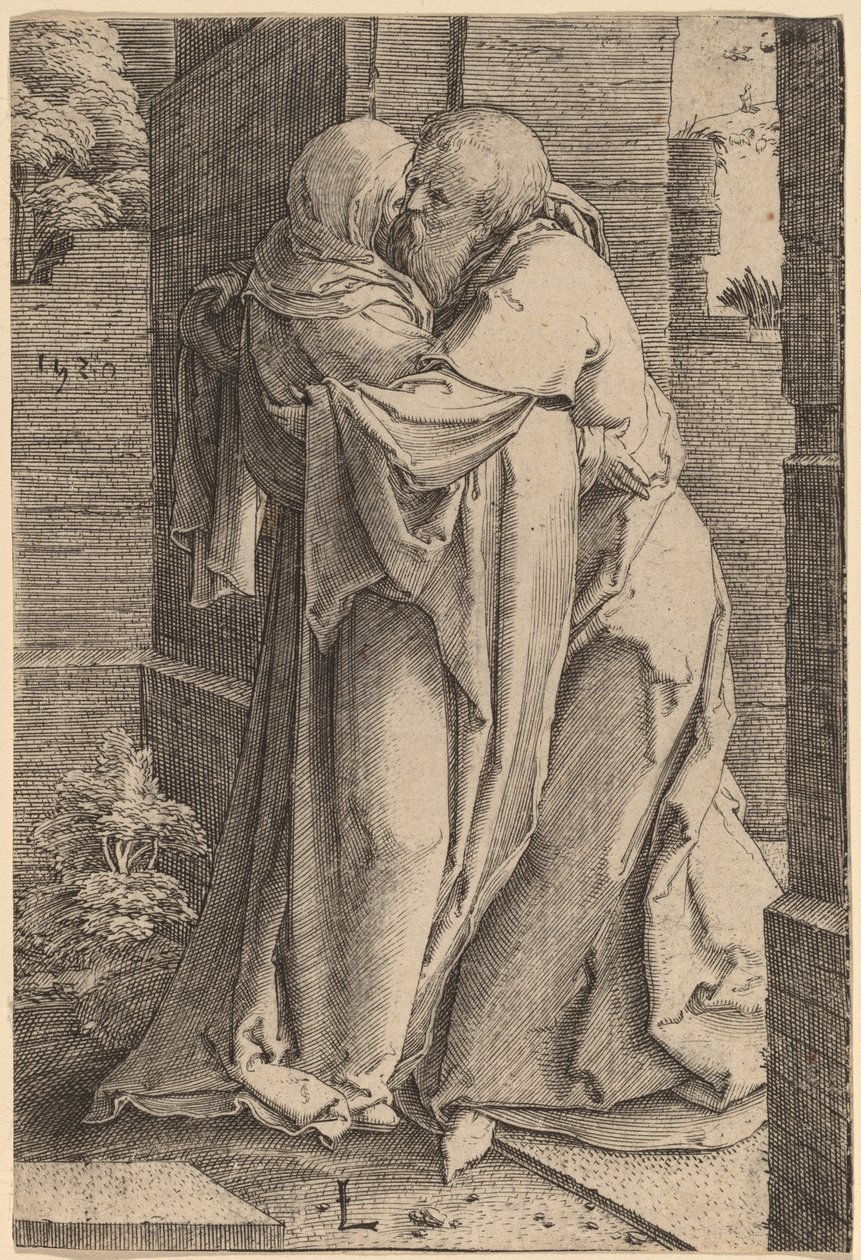 Sankt Joachim omfavner Sankt Anna af Lucas van Leyden