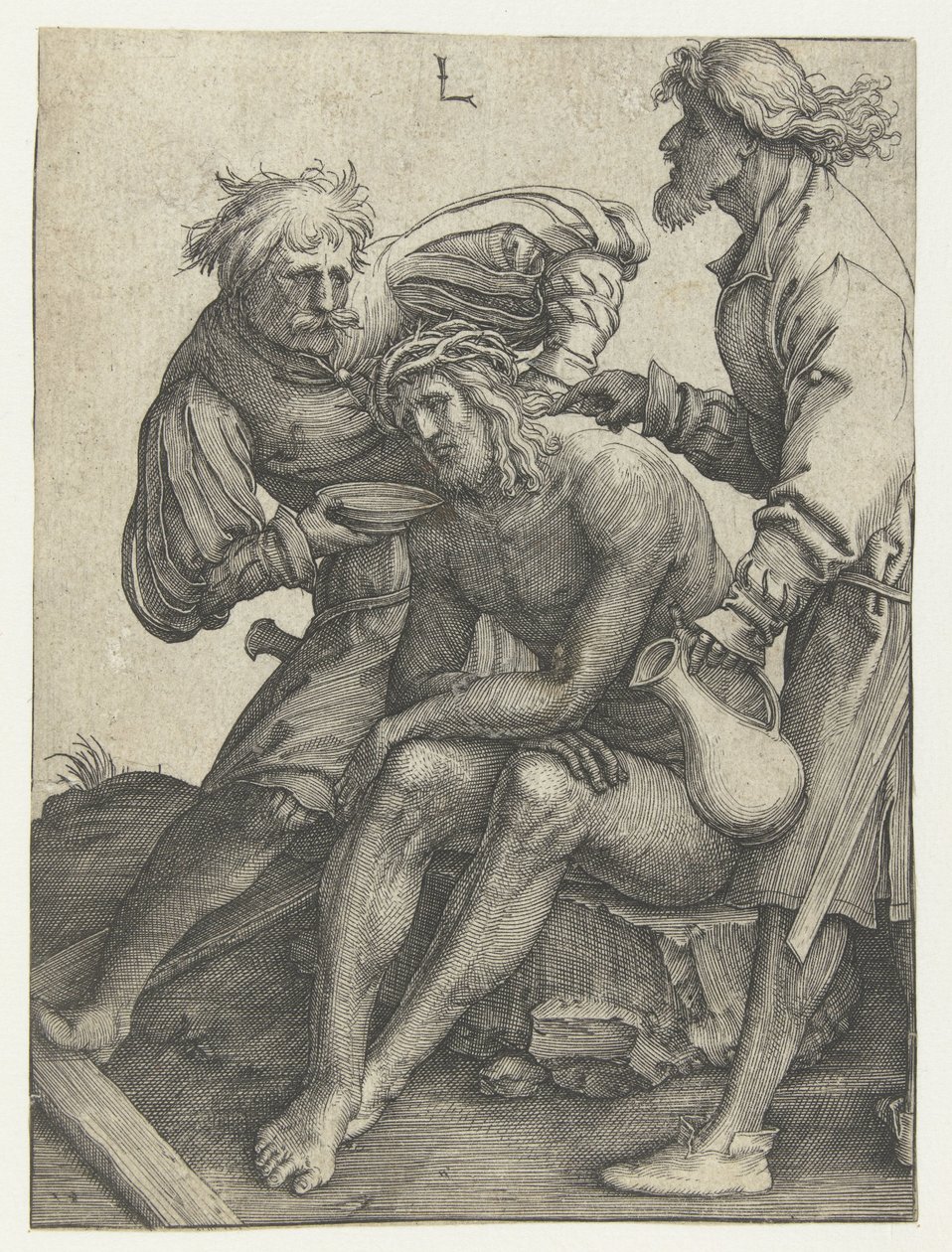 Soldater giver Kristus at drikke af Lucas van Leyden