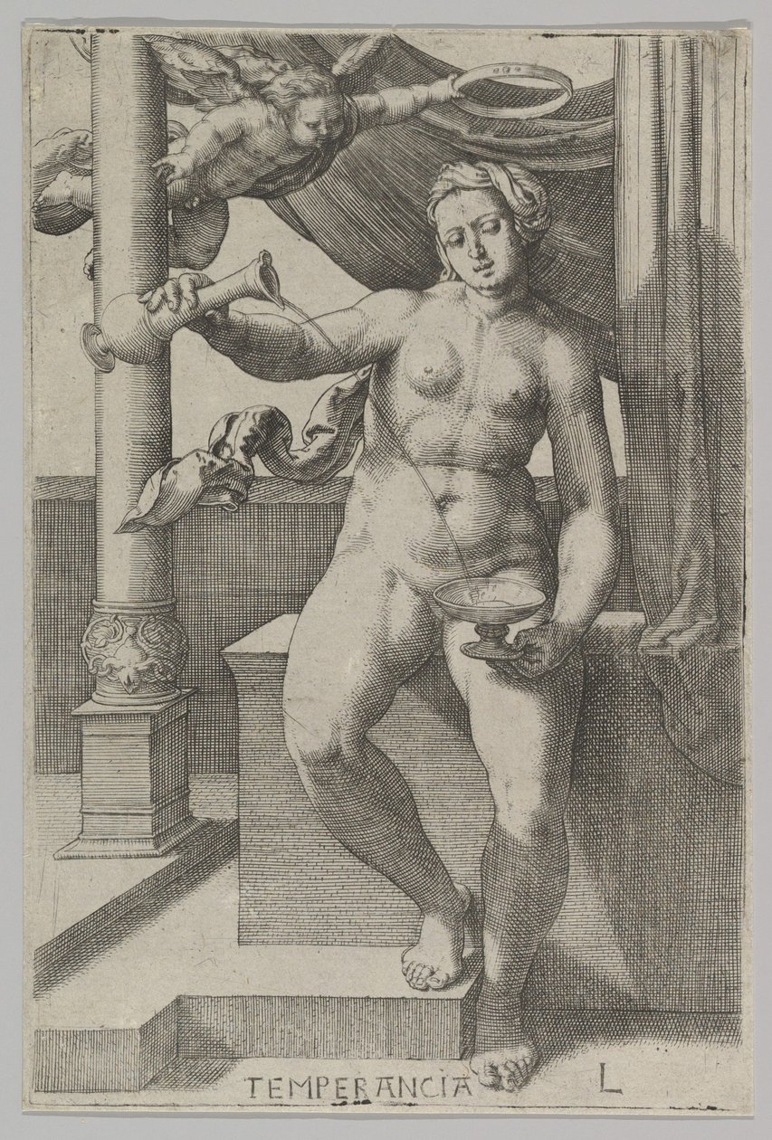 Temperance, fra serien The Virtues, 1530. af Lucas van Leyden