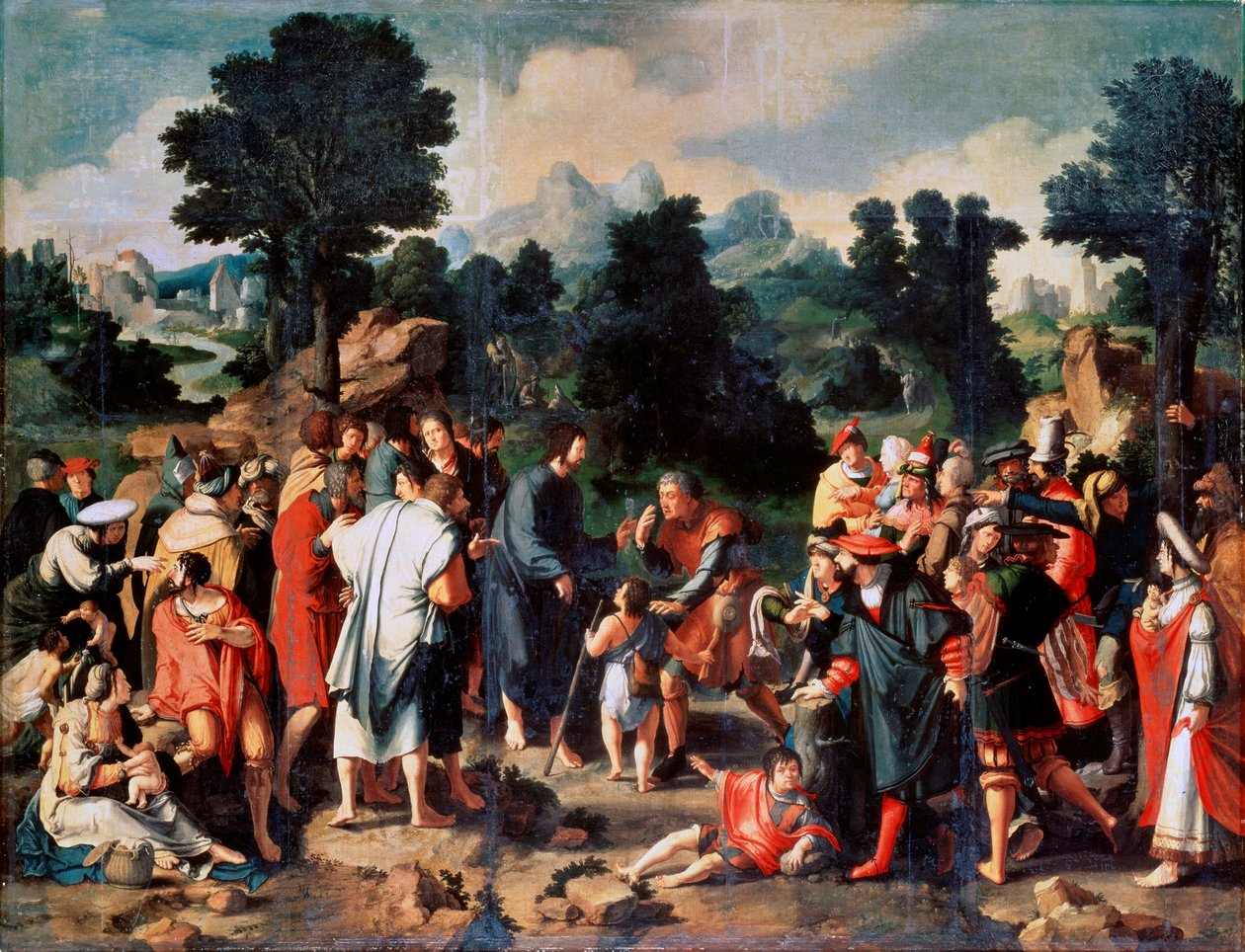 The Healing of Blind Man of Jericho, Central panel, 1531. af Lucas van Leyden