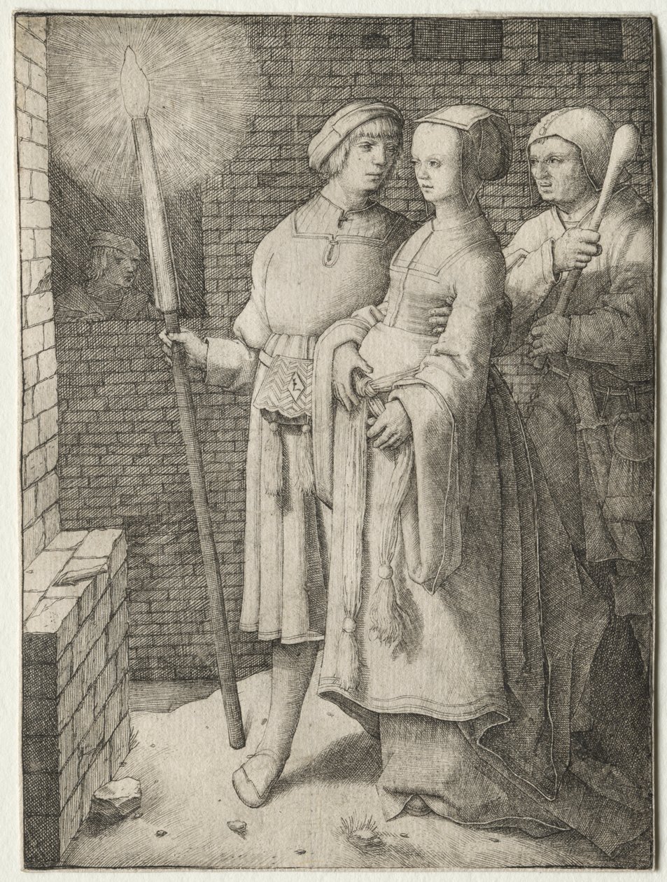 Manden med faklen og en kvinde efterfulgt af et fjols af Lucas van Leyden