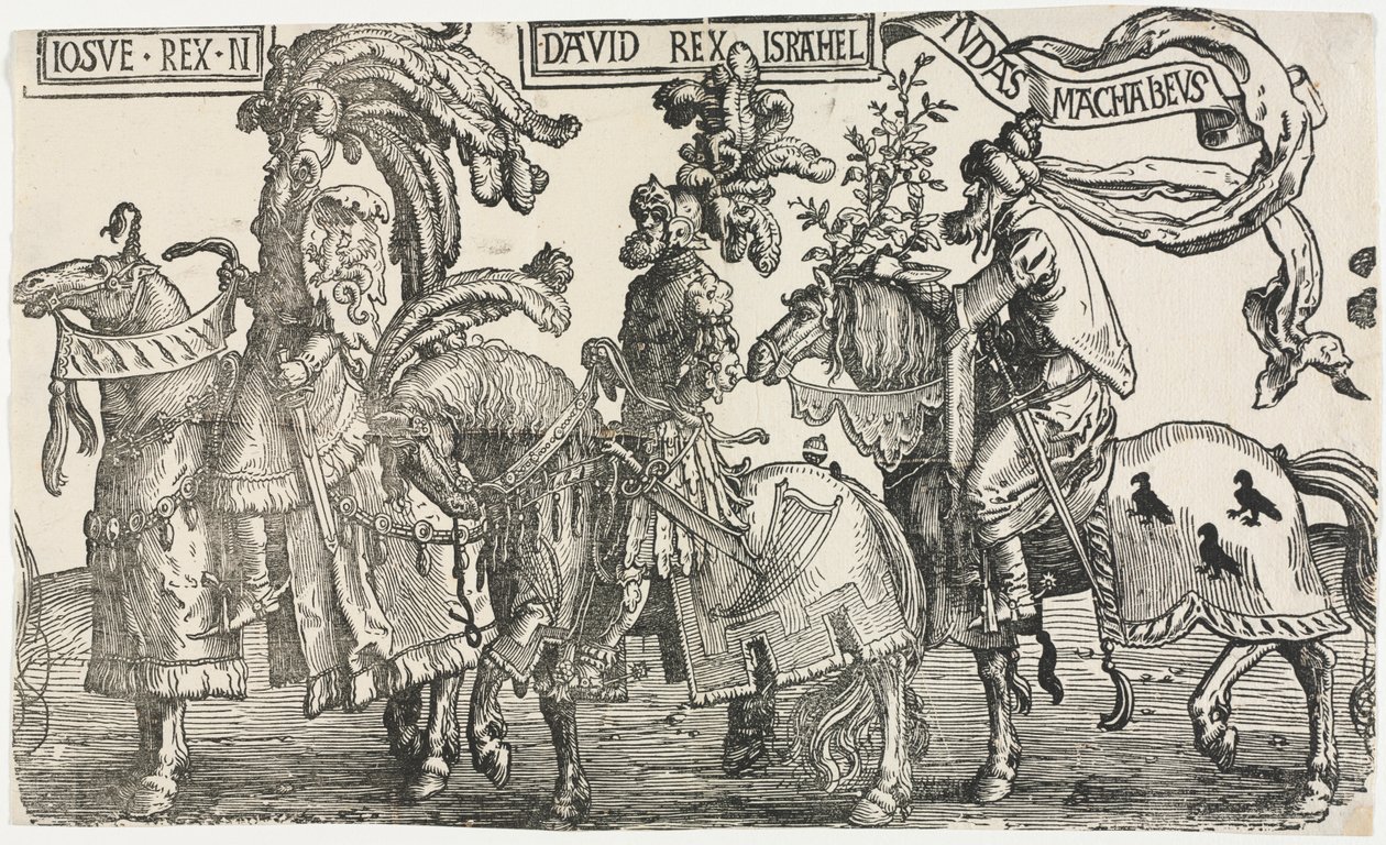De ni helte: Joshua, David, Judas Makkabæerne, 1515-1517. af Lucas van Leyden