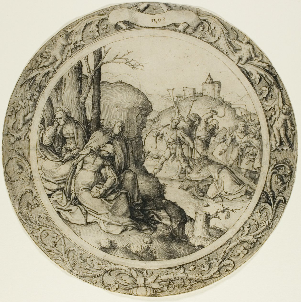 Den runde lidenskab: Kristus bærer korset af Lucas van Leyden