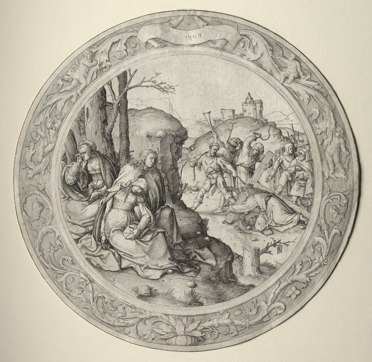 Den runde lidenskab: Kristus bærer korset af Lucas van Leyden