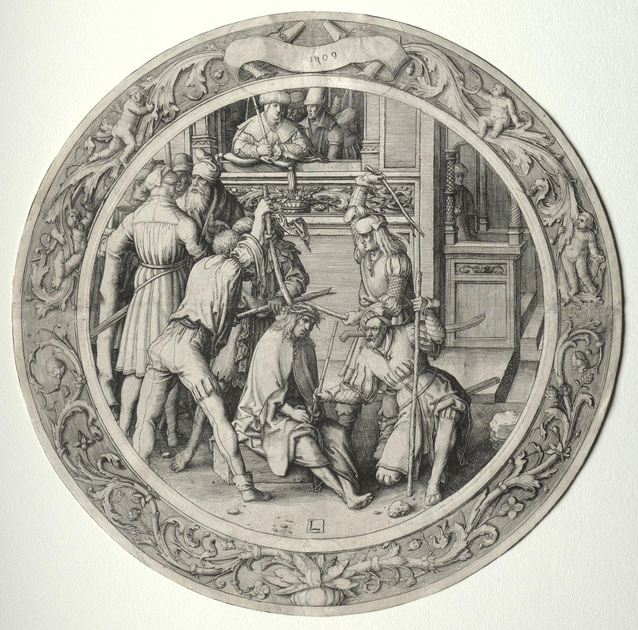 Den runde lidenskab: Kristus kronet med torne af Lucas van Leyden